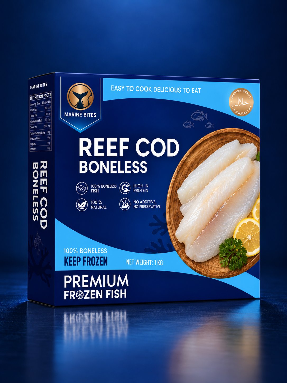 Marine Bites Reef Cod Boneless premium frozen fish